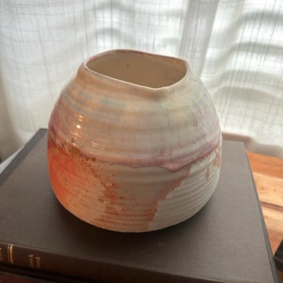 VTG Signed Evans Raku Studio Pottery Patel Vase #30
